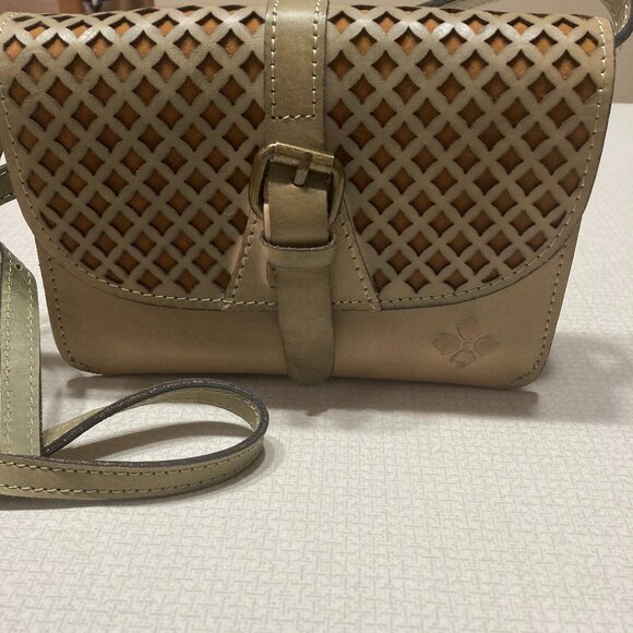NWT Patricia Nash Small Latice Leather Olive Brown Oil Rubbed Crossbody - Picture 4 of 14